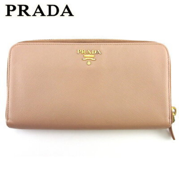 Prada long Wallet Zip pink beige Saffiano leather - Picture 1 of 6